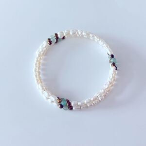 Freshwater Pearl & Jade Bead Wrap Bracelet